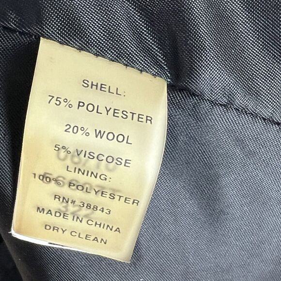 Tahari Womens Wool Blend Tweed Ruffle Pea Coat Twee Gray Missing Belt Size 4 - Picture 5 of 5